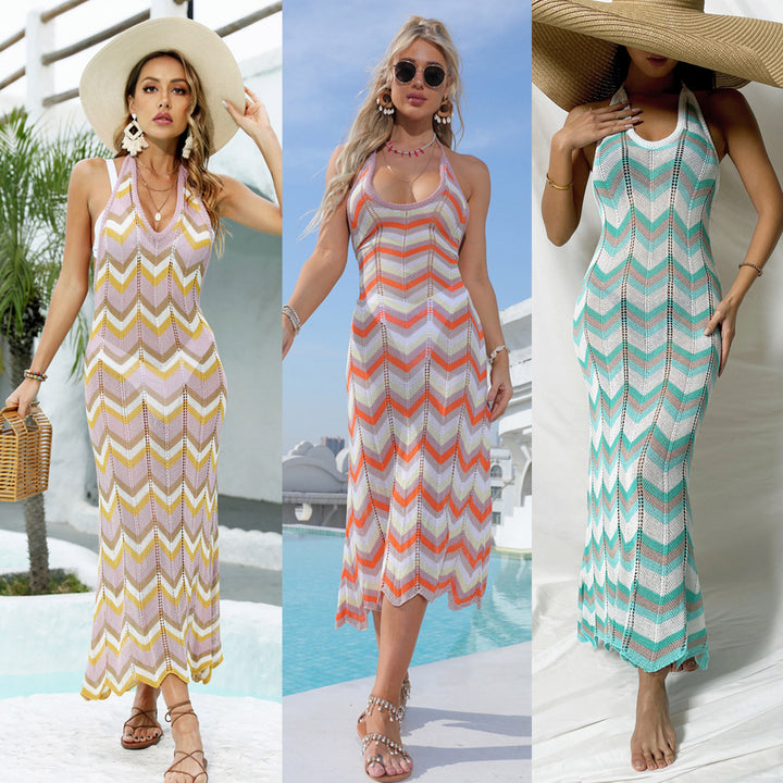 Damen Häkel-Maxikleid mit Chevron-Muster Echo Archiv