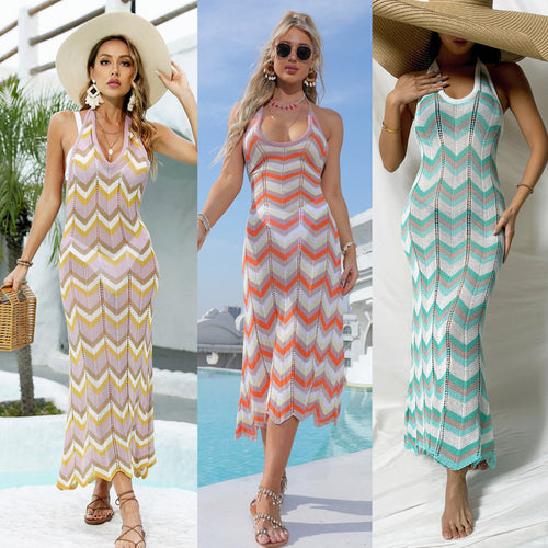 Damen Häkel-Maxikleid mit Chevron-Muster Echo Archiv