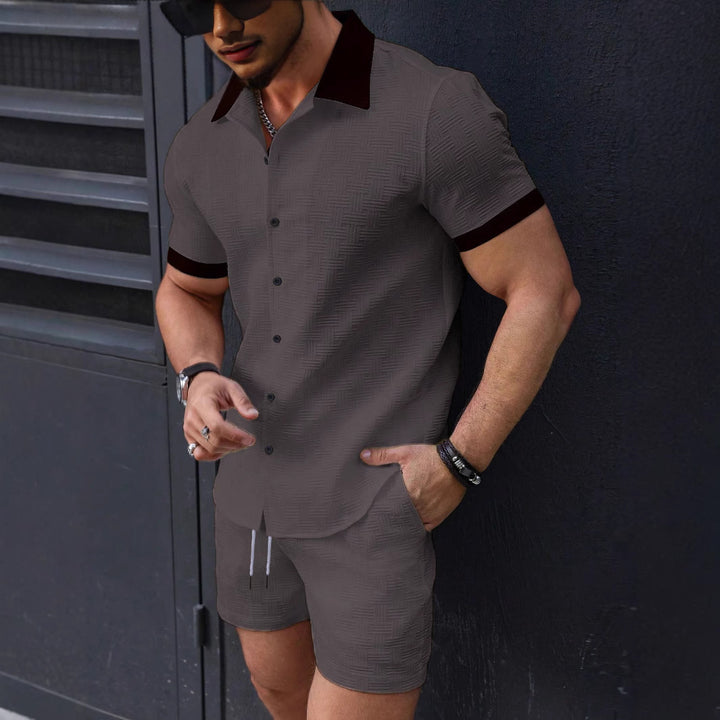 Herren modische Kurzarm-Hemd und Shorts Set Echoarchiv