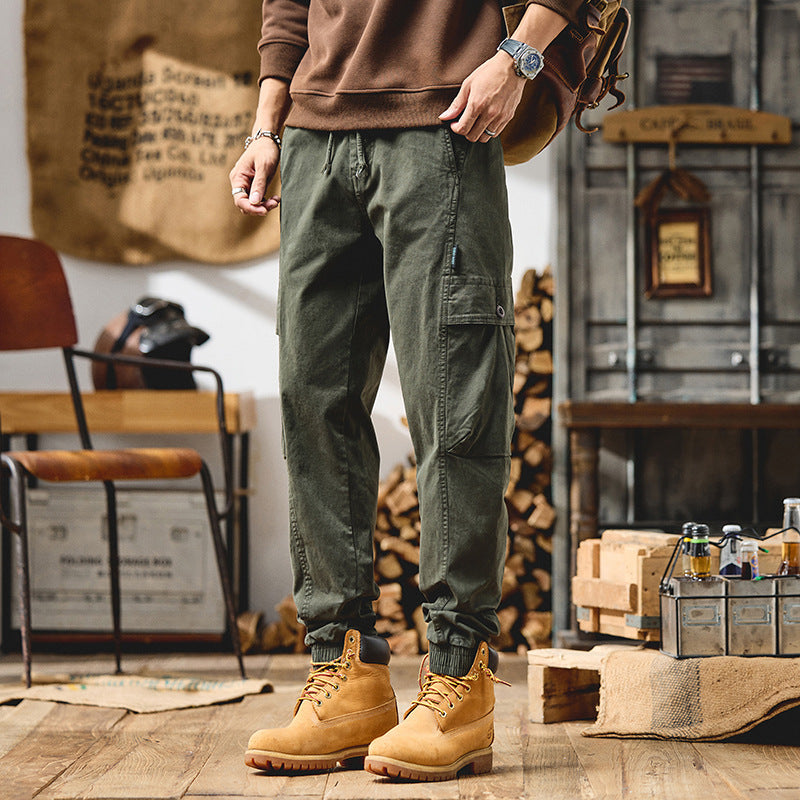 Herren Cargo-Joggerhose aus Baumwoll-Twill mit Kordelzug, Cargotaschen und elastischen Bündchen Echo Archiv
