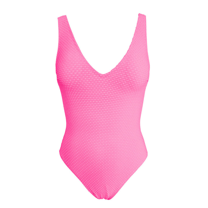 Damen Einteiliger Badeanzug mit V-Ausschnitt und strukturiertem Design Echo Archiv