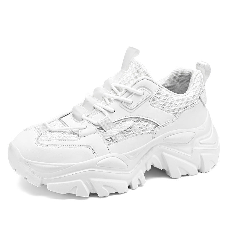 Damen Modische Plateau-Chunky-Sneaker mit strukturiertem Mesh-Overlayer und robuster Profilsohle Echoarchiv