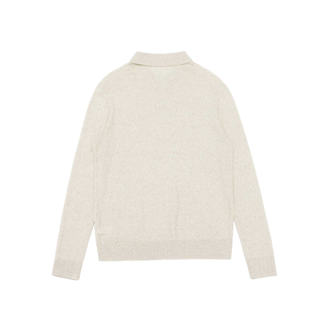 Unisex Feinstrick-Polo-Pullover mit Troyerkragen und geripptem Saum Echoarchiv