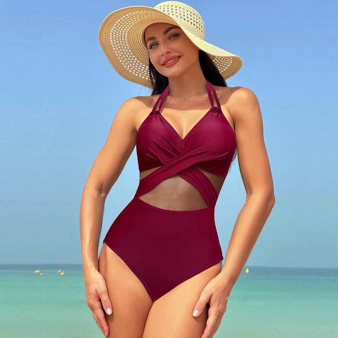 Damen Einteiliger Badeanzug mit stylishen Mesh-Elementen Echo Archiv
