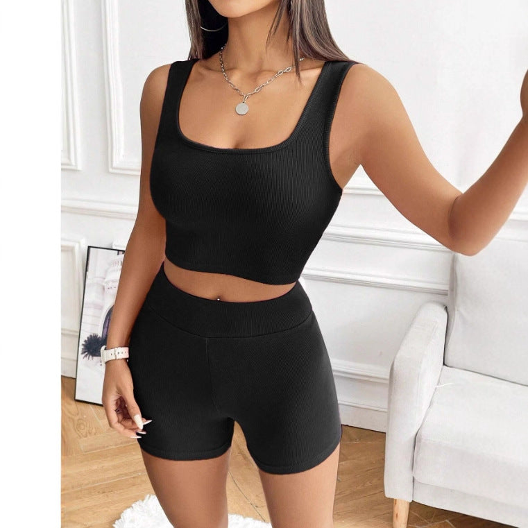 Damen Sportliches Set mit gerafftem Oberteil und hohem Bund Echo Archiv