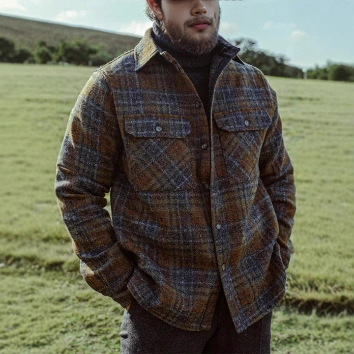Herren Gemusterte Flanelljacke mit praktischen Taschen Echoarchiv