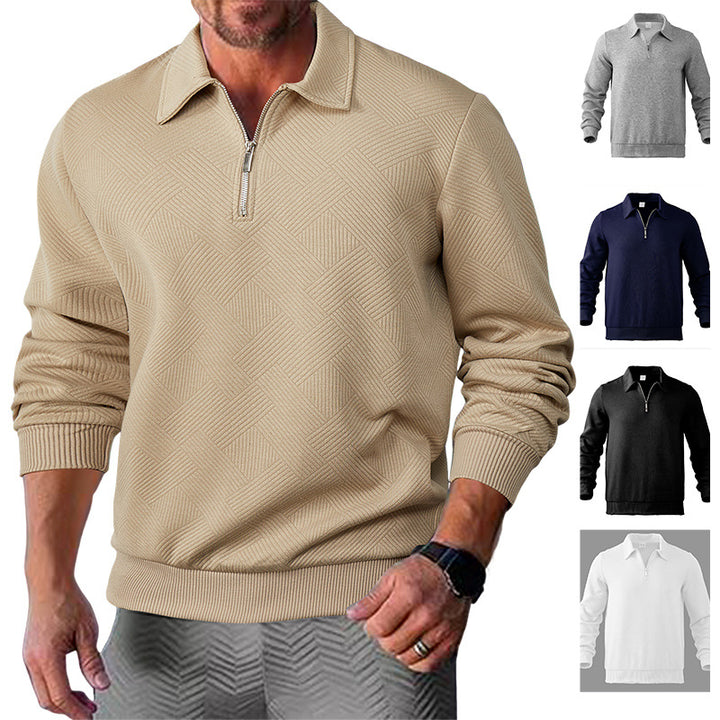 Herren Sweatpullover mit halblangem Reißverschluss und strukturiertem Gewebe Echoarchiv