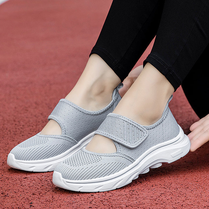 Damen nan Strick-Riemen-Sneaker mit Klettverschluss, gepolstertem Fußbett und stoßdämpfender EVA-Sohle Echo Archiv