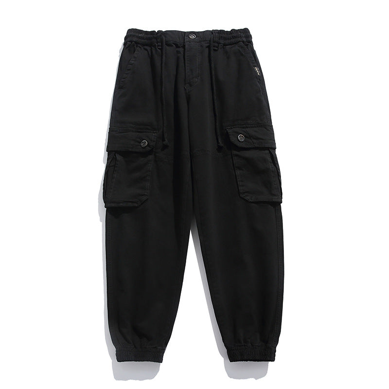 Herren Weiche Baumwoll-Utility-Cargohose im Joggerstil mit elastischem Bund und großvolumigen Klappentaschen Echo Archiv