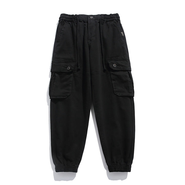 Herren Weiche Baumwoll-Utility-Cargohose im Joggerstil mit elastischem Bund und großvolumigen Klappentaschen Echo Archiv