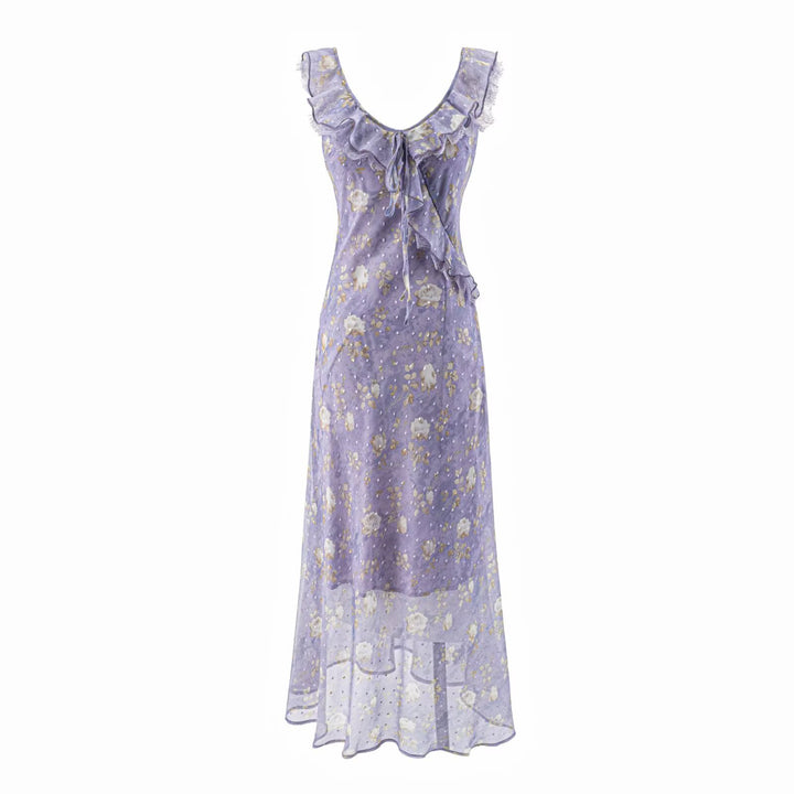 Damen Maxikleid mit romantischem Rüschensaum und floralem Muster Echo Archiv