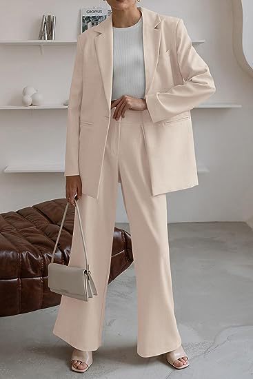 Damen Zweiteiliges Oversize-Blazer- und High‑Waist‑Weitbein‑Hosen‑Set – Valéne