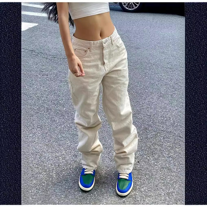 Damen nan weite High-Waist Baggy-Jeans mit tiefem Schritt, Five-Pocket Design und extra-langen Beinen Echo Archiv