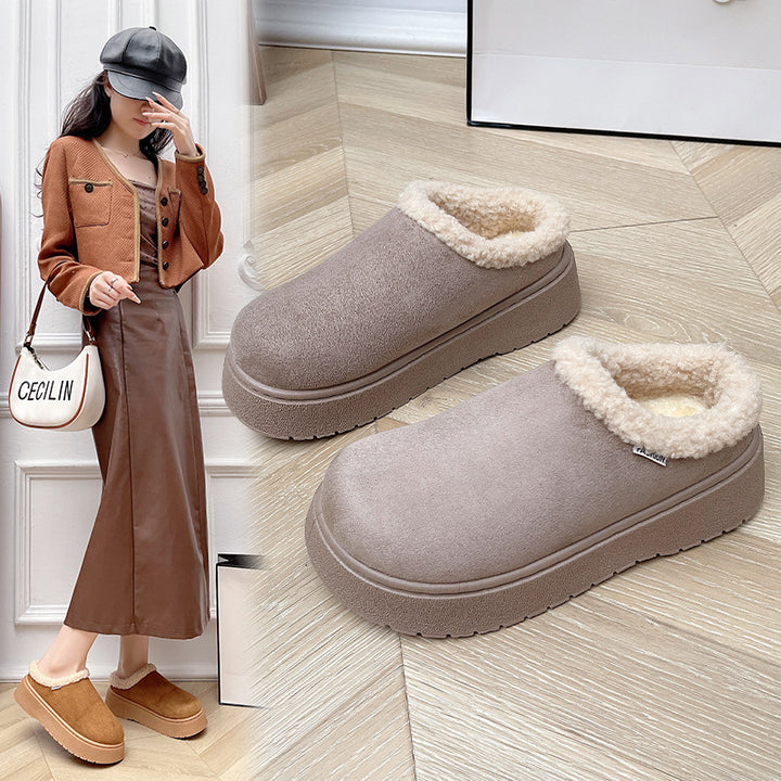 Damen Kuschelige Slipper‑Pantoffeln mit hohem Plateau und Teddyinnenfutter Echo Archiv
