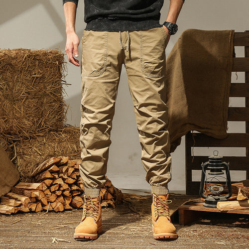 Herren Canvas‑Cargo‑Jogginghose mit elastischem Bund und Bündchen – Bravaro