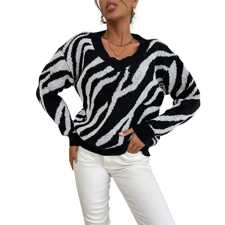 Damen Modischer Pullover mit Zebrastreifen-Design Echo Archiv