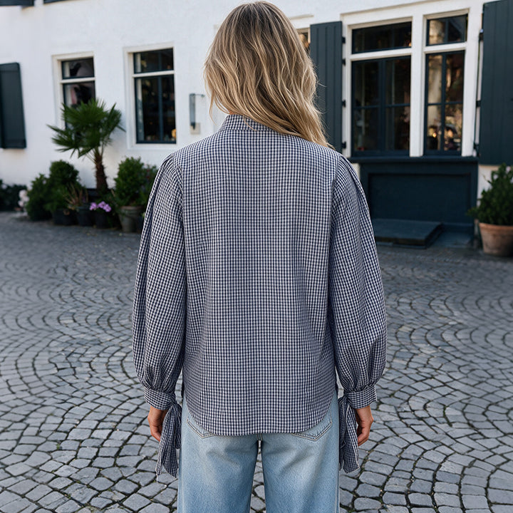 Damen Modische Bluse mit Rüschendetails und Knopfverschluss Echo Archiv