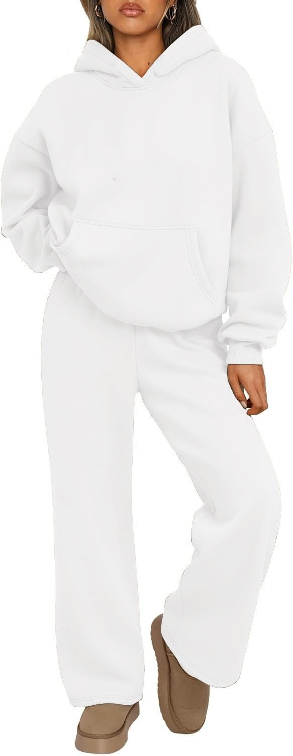 Damen nan Cozy-Loungewear-Set mit oversized Kapuzenpullover, Kängurutasche und weiten Palazzo-Jogginghose Echo Archiv