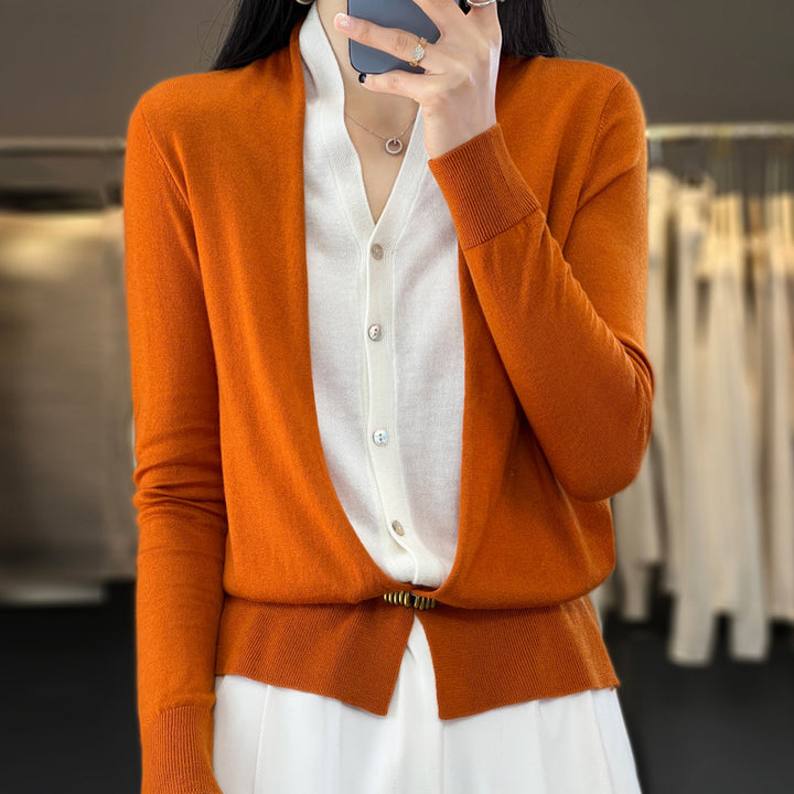 Damen Leichter Offener Feinstrick-Cardigan mit asymmetrischer Zipfelkante und taillierter Silhouette Echoarchiv