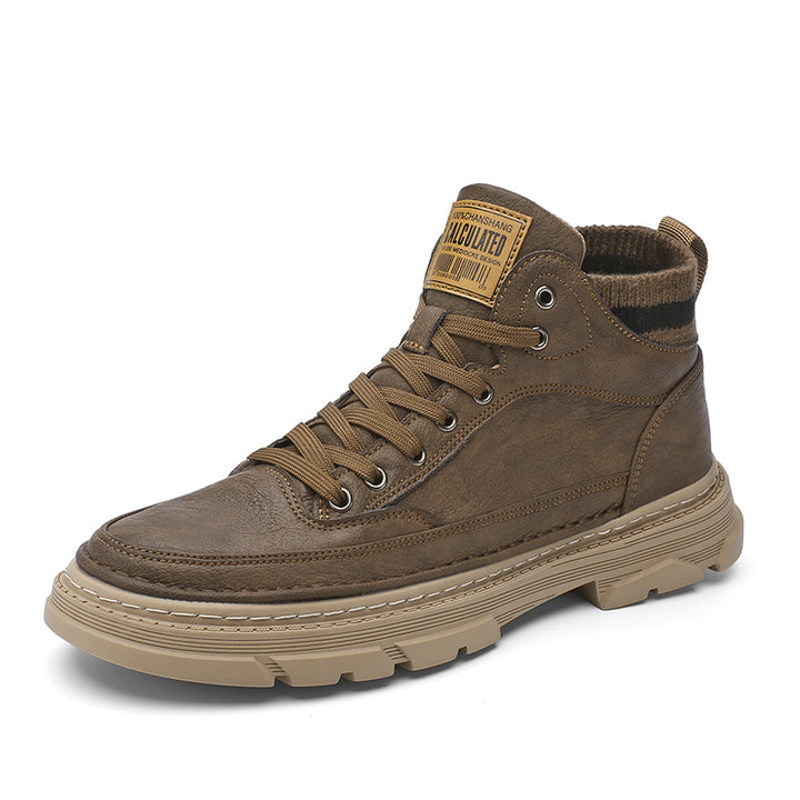 Herren lederoptik High-Top City-Boot Sneaker mit gestricktem Schaftkragen und stoßdämpfender Profilsohle Echo Archiv