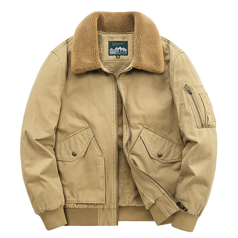 Herren Thermo-gefütterter Pilotenblouson aus robustem Canvas mit Sherpa-Innenfutter und Kunstfellkragen Echo Archiv