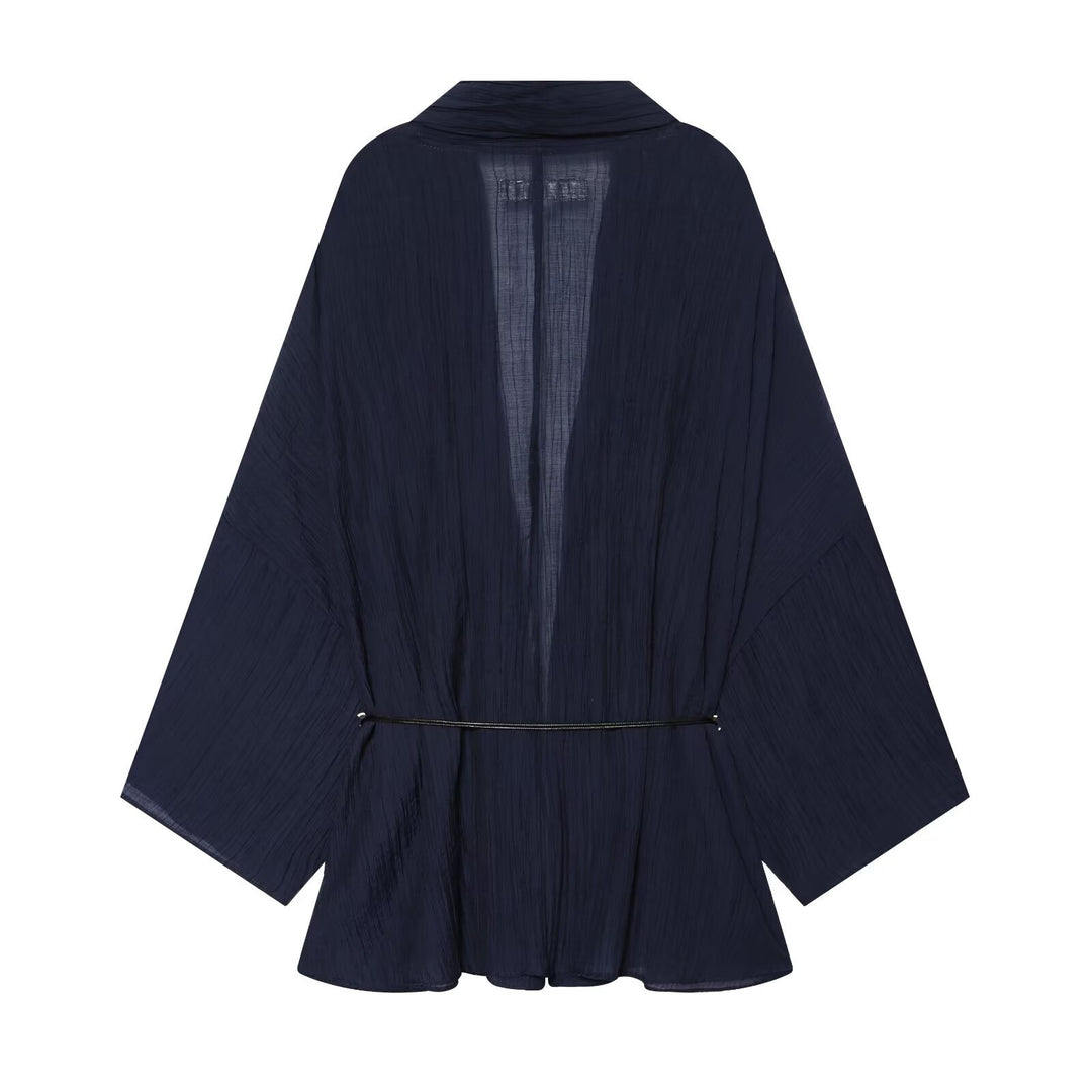 Damen Kimono-Cardigan mit Tunnelzug und Crinkle-Textur Echoarchiv