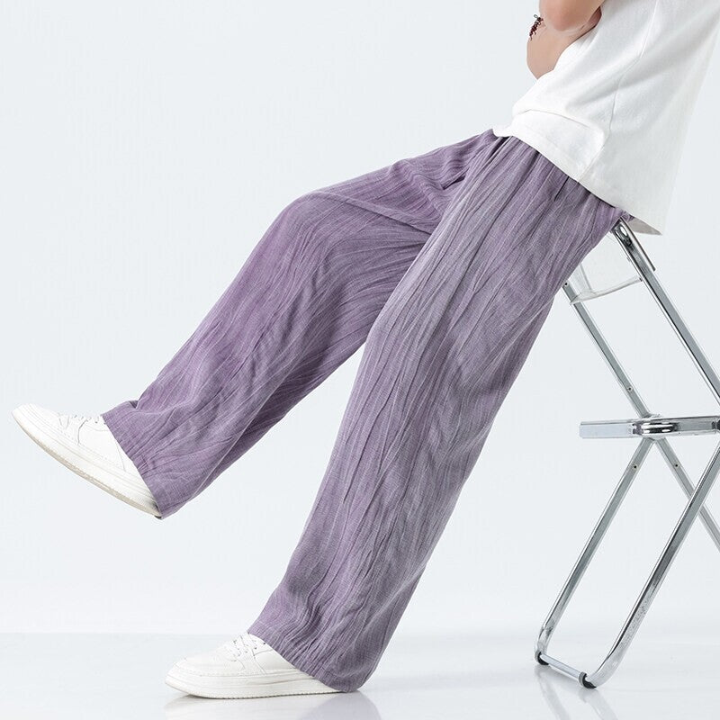 Herren nan weite Leinenhose mit verstellbarem Tunnelzugbund, lässiger Bundfaltenoptik und seitlichen Eingrifftaschen Echo Archiv
