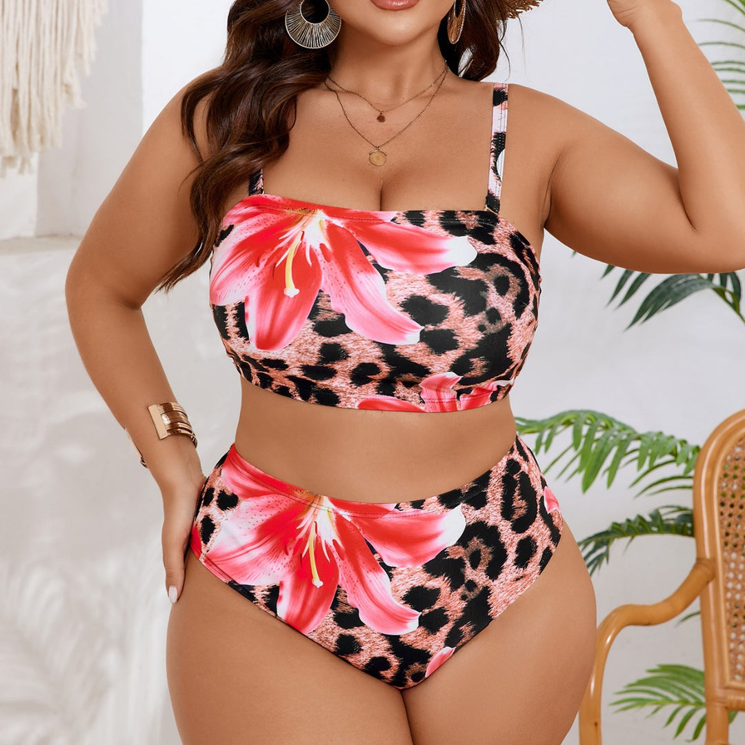 Damen Bandeau-Bikini mit floralem Muster und hohem Bund Echo Archiv