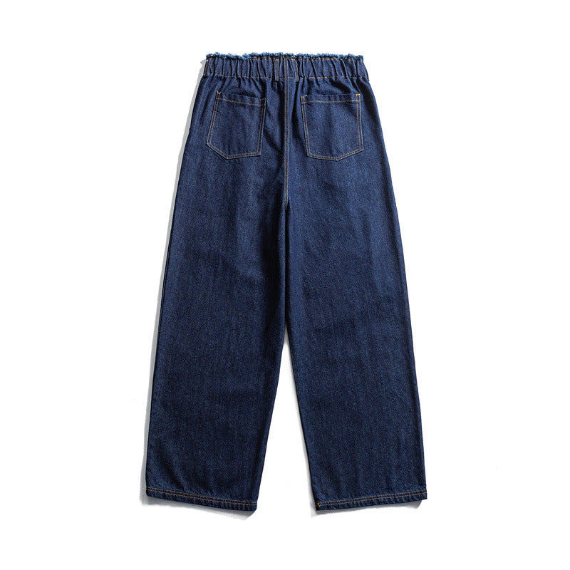 Herren Weite Denim-Hose mit elastischem Tunnelzugbund und Bundfalten Echoarchiv
