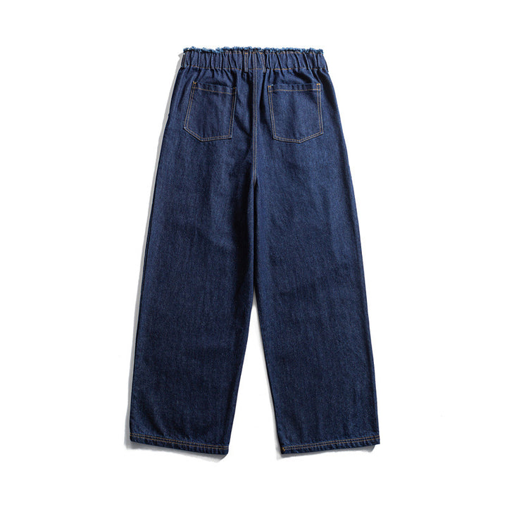 Herren Weite Denim-Hose mit elastischem Tunnelzugbund und Bundfalten Echoarchiv
