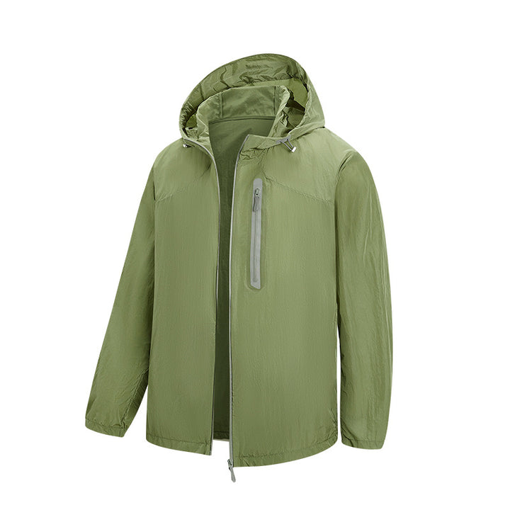 Herren Ultraleichte Packbare Regen- und Windjacke mit Kapuze, versteckter Brusttasche und wasserabweisendem Shell Echo Archiv