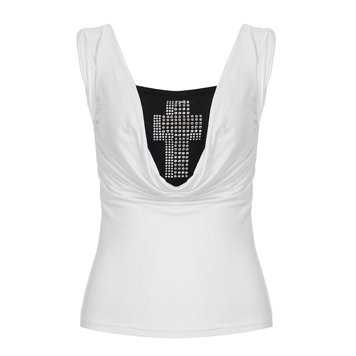 Damen stilvolles Top mit funkelndem Kreuzdesign Echo Archiv