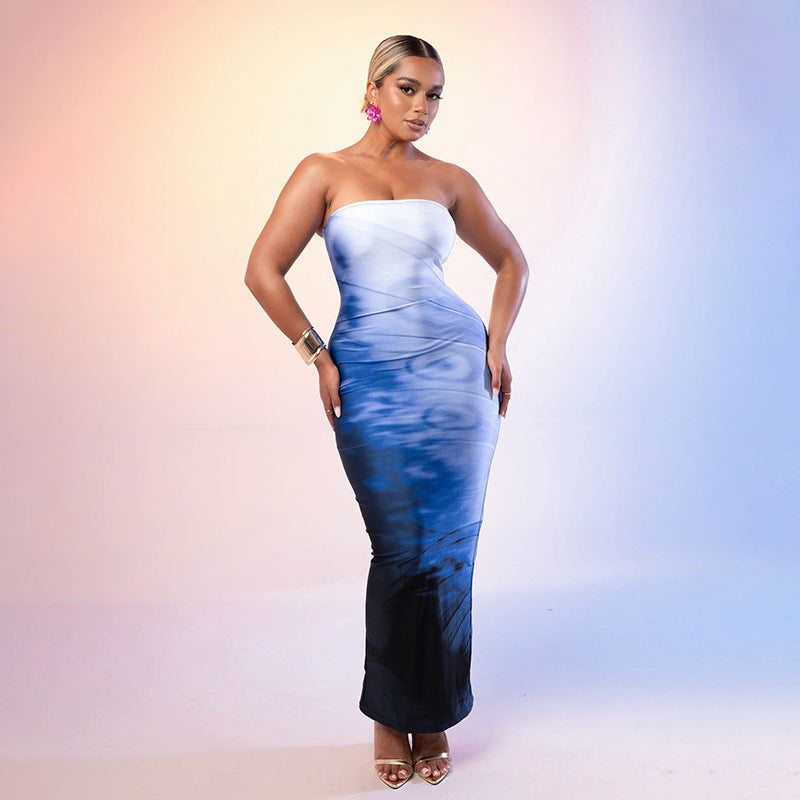 Damen Bodycon Maxi-Kleid mit elegantem Farbverlauf Echo Archiv