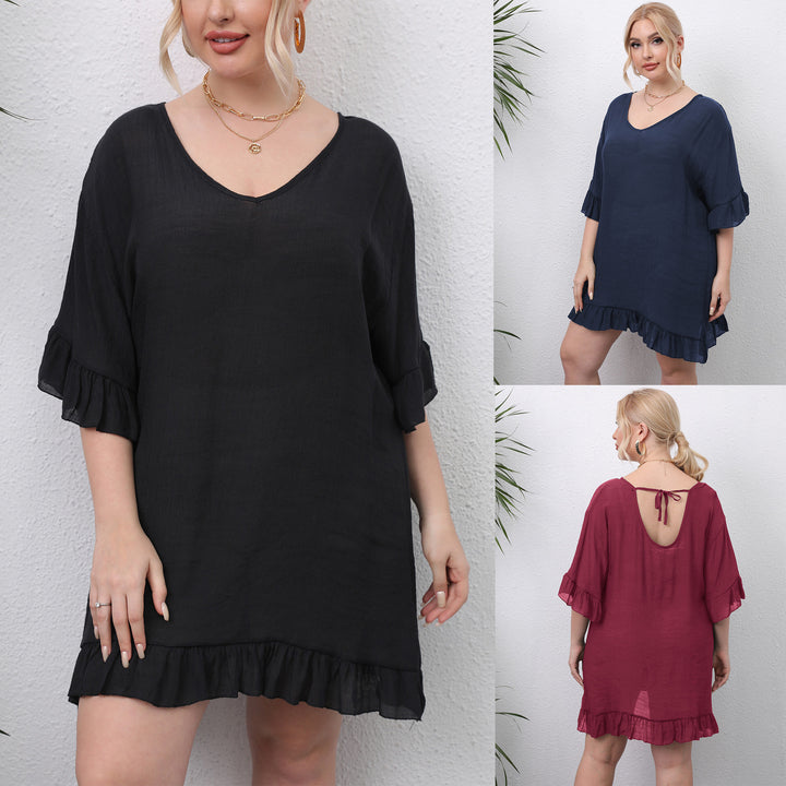 Damen leichtes Strandkleid mit voluminösen Rüschen Echo Archiv