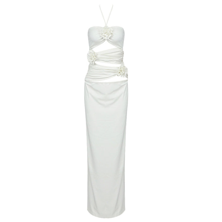 Damen Elegantes Maxikleid mit raffinierten drapierten Details und floralem Akzent Echo Archiv