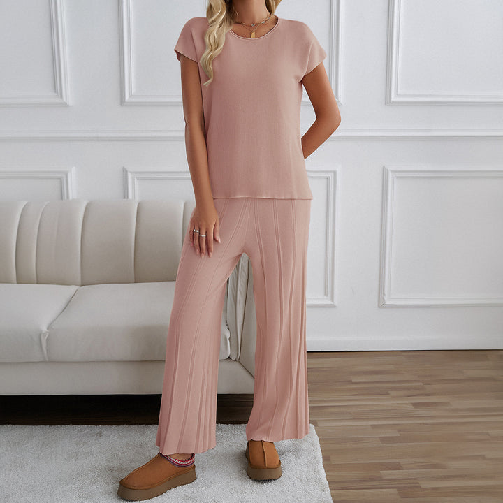 Damen Lässiges Zweiteiliges Lounge-Set mit weitem Oberteil und Palazzo-Hose Echo Archiv