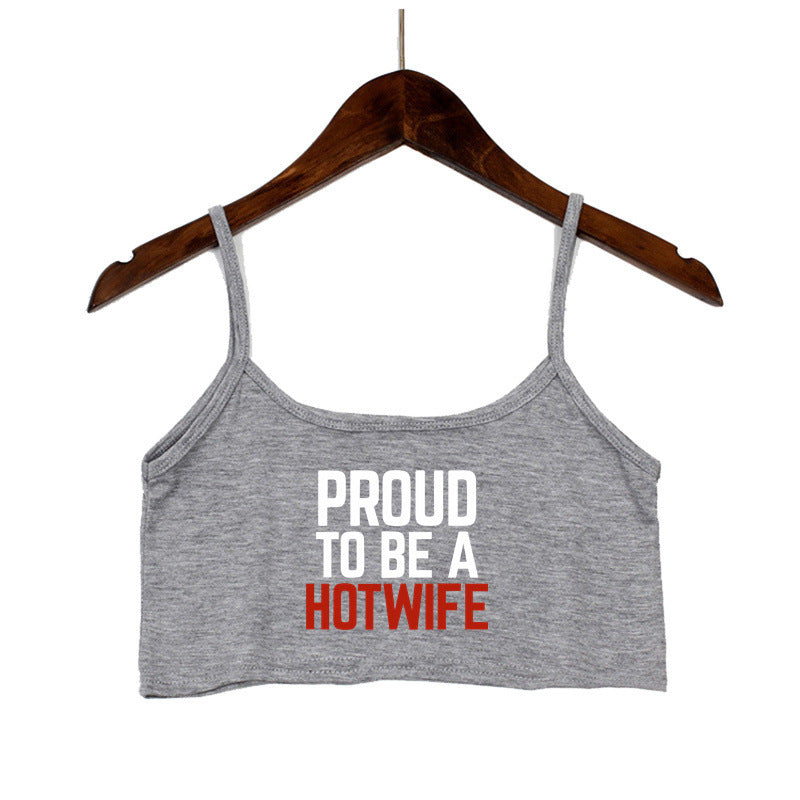 Damen Crop-Top mit modernen Schriftzügen und verstellbaren Trägern Echo Archiv
