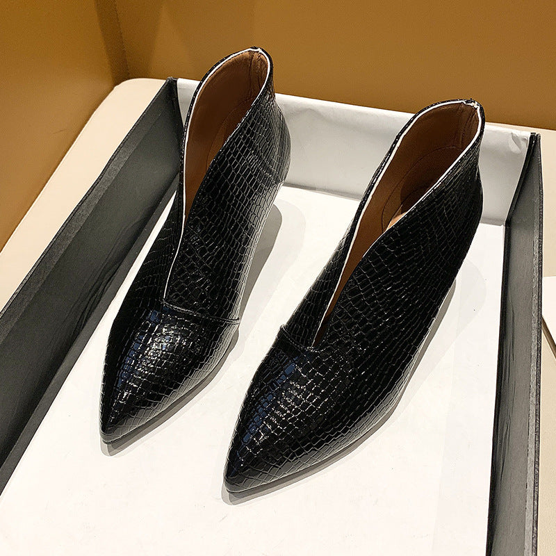 Damen nan spitze Stiefelette mit Krokoprägung und niedrigem Kittenabsatz Echo Archiv