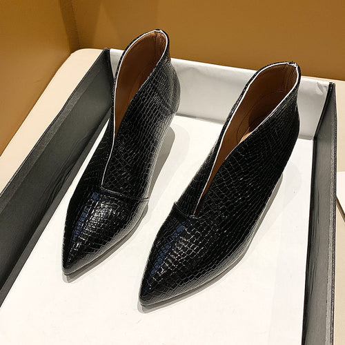 Damen nan spitze Stiefelette mit Krokoprägung und niedrigem Kittenabsatz Echo Archiv