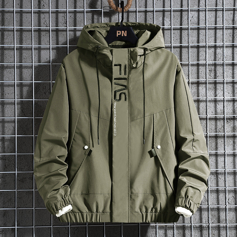 Herren Kapuzen-Utility-Fieldjacke mit verdeckter Zip-Front und verstellbarem Kordelzug – Taviero