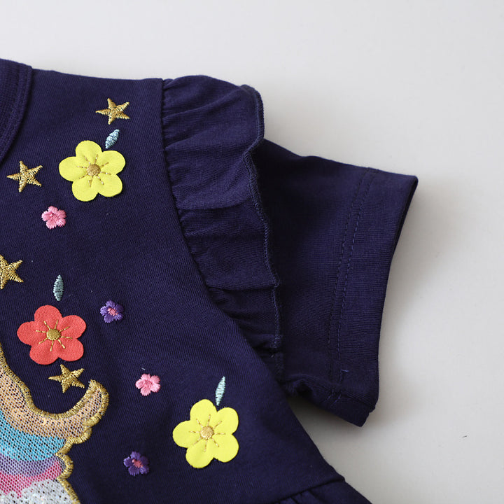 Mädchen T-Shirt Kleid mit glitzerndem Einhornmotiv Echo Archiv