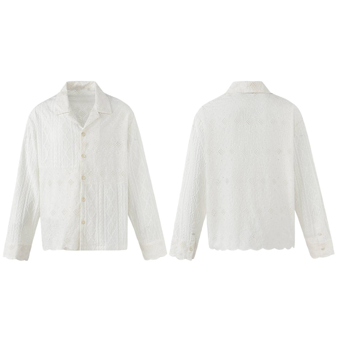 Damen Broderie-Anglaise Overshirt mit Knopfleiste und floraler Lochstickerei Echoarchiv