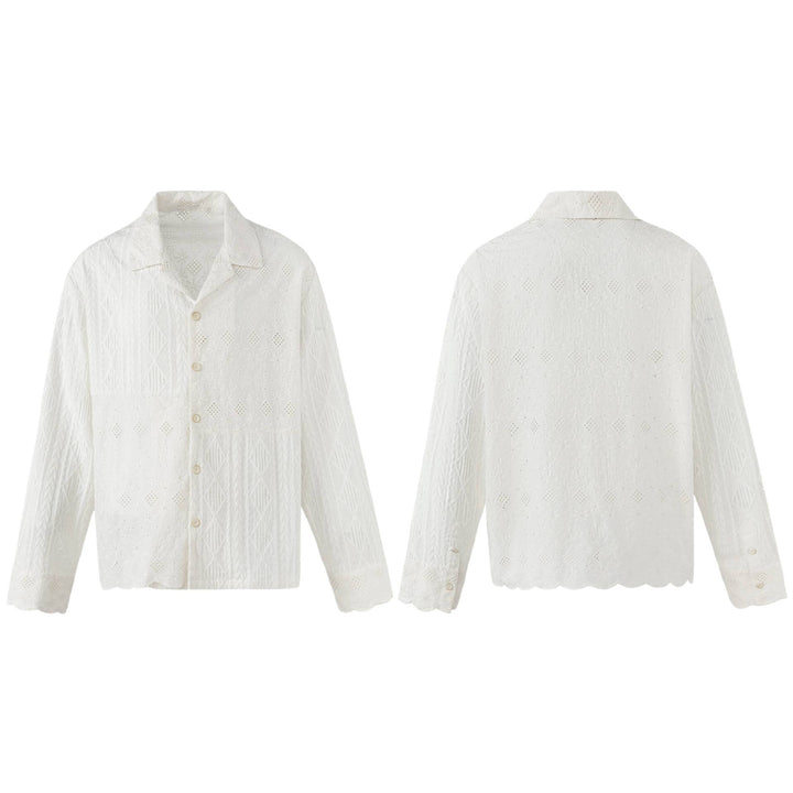 Damen Broderie-Anglaise Overshirt mit Knopfleiste und floraler Lochstickerei Echoarchiv