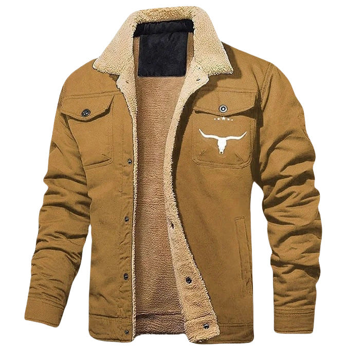 Herren Sherpa-gefütterte Canvas-Arbeiterjacke mit Brusttaschen Echoarchiv