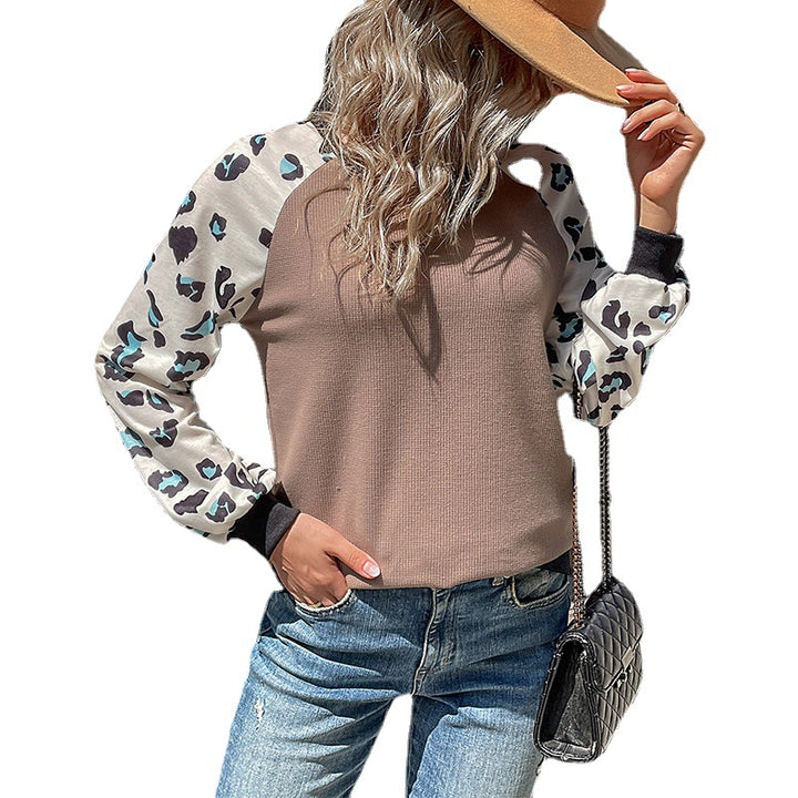 Damen Lockeres Sweatshirt mit Ballonärmeln, Raglan-Printeinsätzen und Strukturjersey Echoarchiv