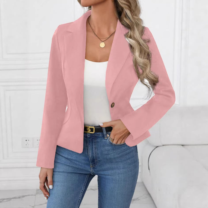 Damen taillierter Ein-Knopf-Blazer mit Reverskragen und Eingrifftaschen – Valéne