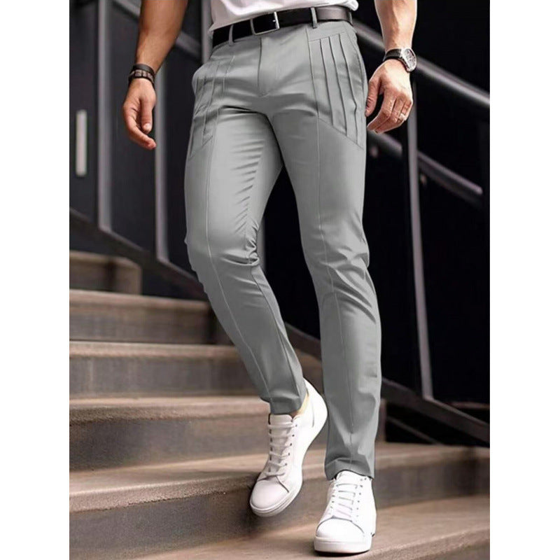 Herren stylische Slim-Fit Anzughose mit plissiertem Design Echoarchiv