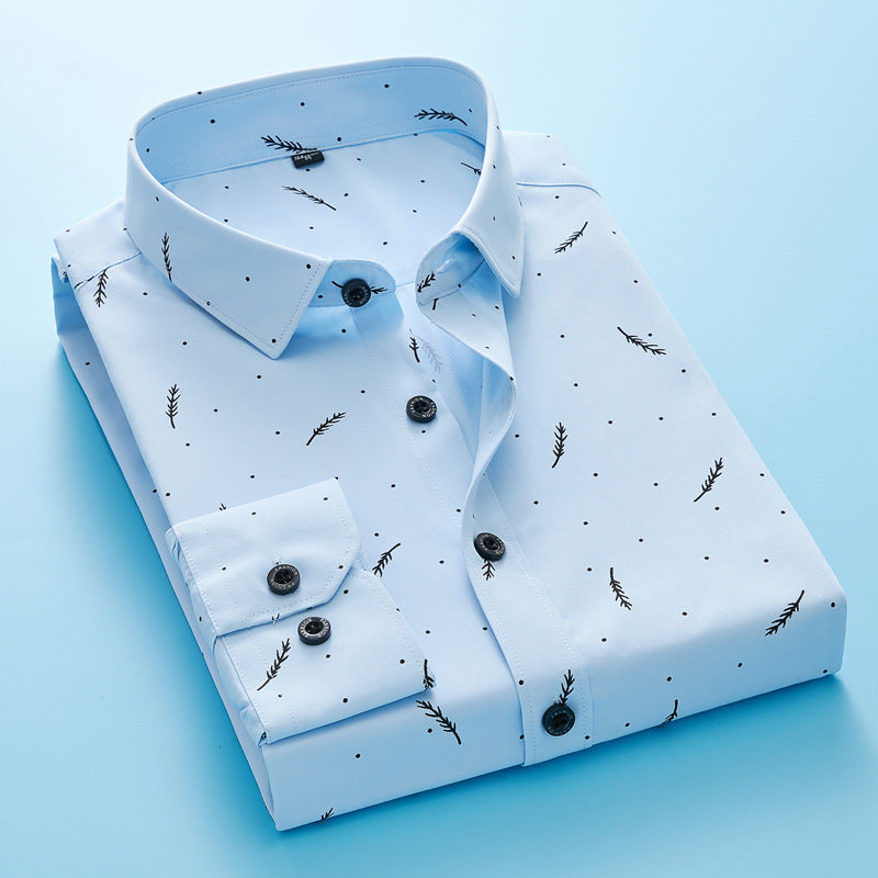 Herren nan Slim-Fit Business-Hemd mit feinem botanischem Print und Kentkragen Echo Archiv