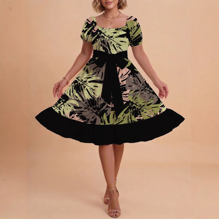 Damen Midikleid mit verspieltem Druck und tailliertem Schnitt Echo Archiv