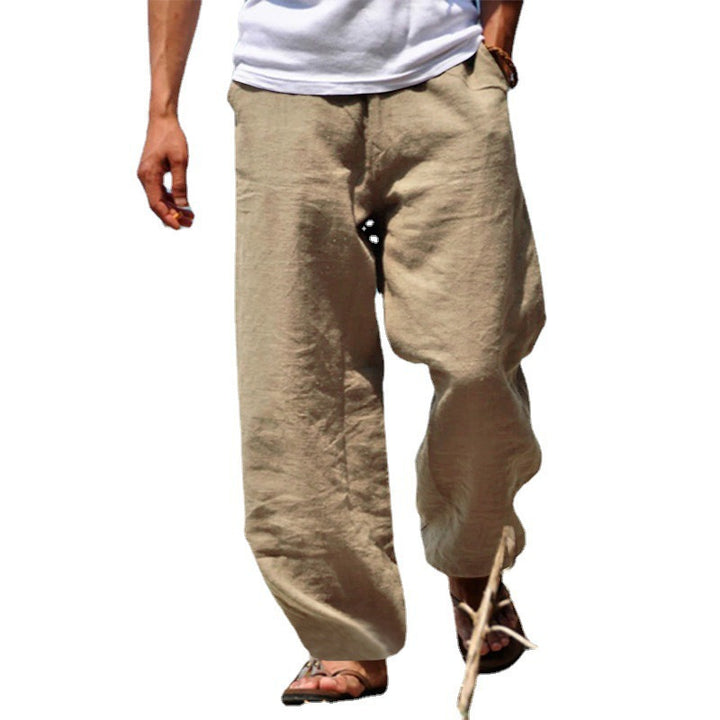 Herren Luftige Strandhose im Baggy-Schnitt aus Leinenmix mit Tunnelzug Echoarchiv